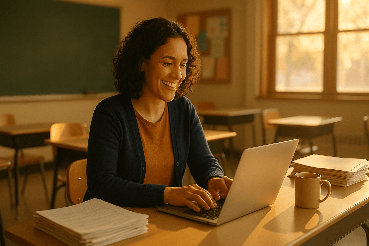 Teacher using the portal on a laptop